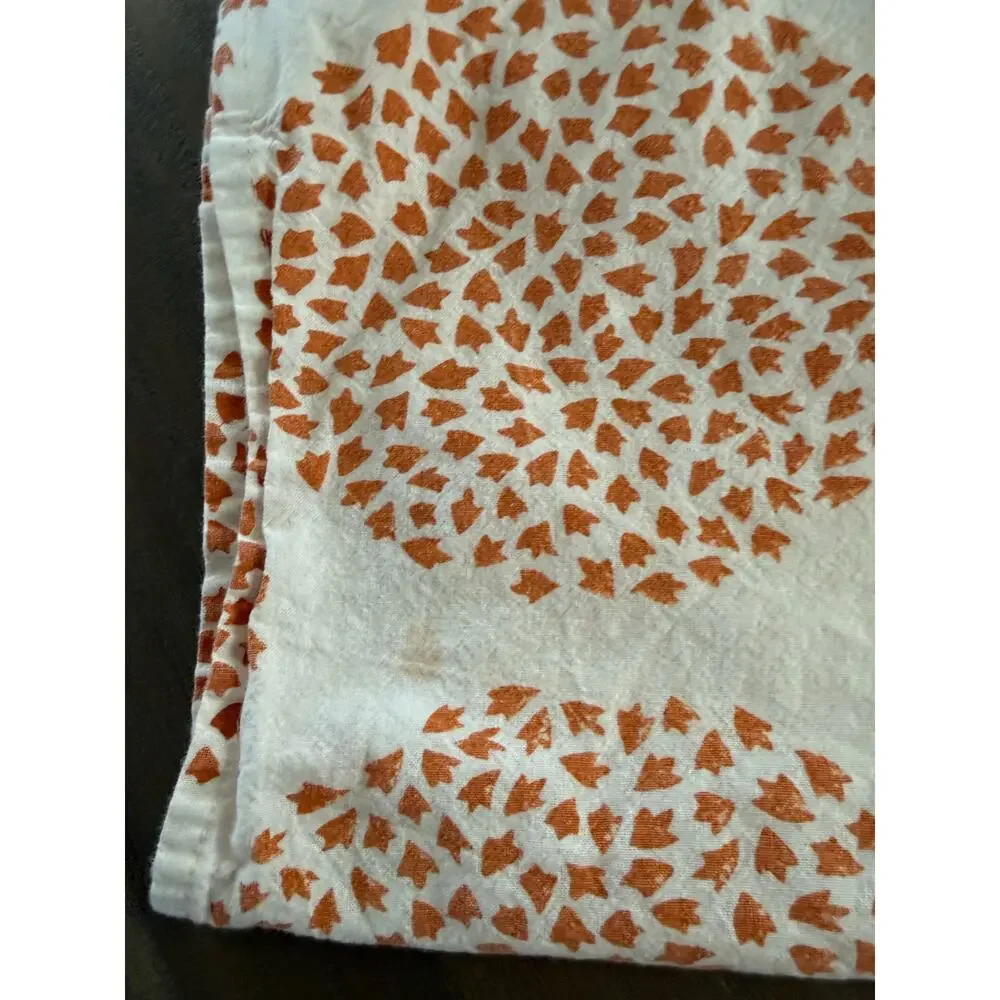 West Elm Napkins Set of 16 Orange Bloom and White 20x20 100% Cotton